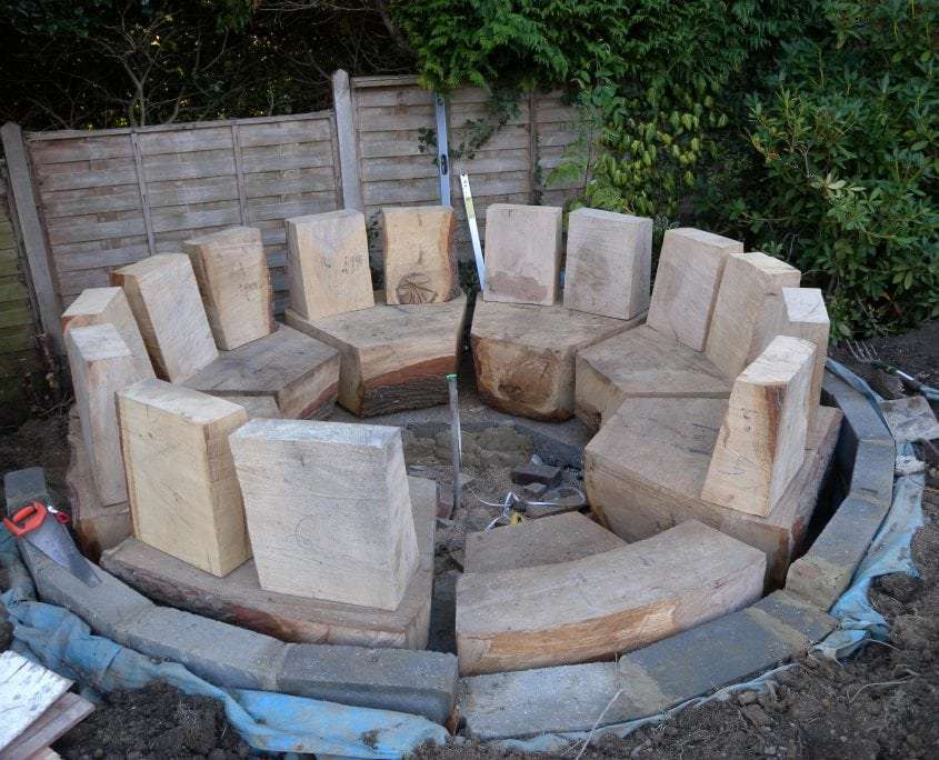 A photo of some Wooden Seats Made Using Bespoke Wood Work during a project management build